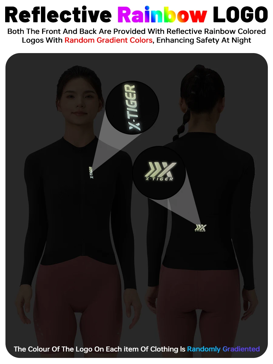 X-TIGER Women's Cycling Jersey Road Bike Jersey UV Protective Long Sleeve MTB Cycling Clothing Breathable