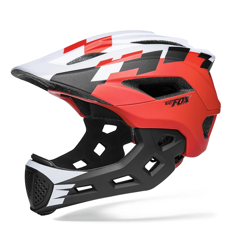 BATFOX Kids Full Face Bicycle Helmet Detachable Chin Children Scooter Skateboard Balance Bike Helmets Cycling Safety Sports Gear