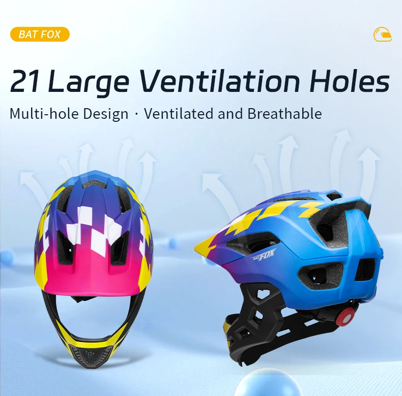BATFOX Kids Full Face Bicycle Helmet Detachable Chin Children Scooter Skateboard Balance Bike Helmets Cycling Safety Sports Gear