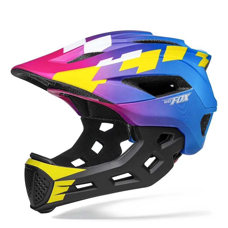 BATFOX Kids Full Face Bicycle Helmet Detachable Chin Children Scooter Skateboard Balance Bike Helmets Cycling Safety Sports Gear