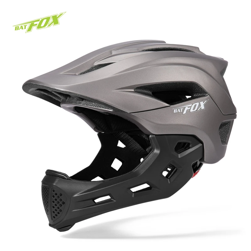 BATFOX Kids Full Face Bicycle Helmet Detachable Chin Children Scooter Skateboard Balance Bike Helmets Cycling Safety Sports Gear