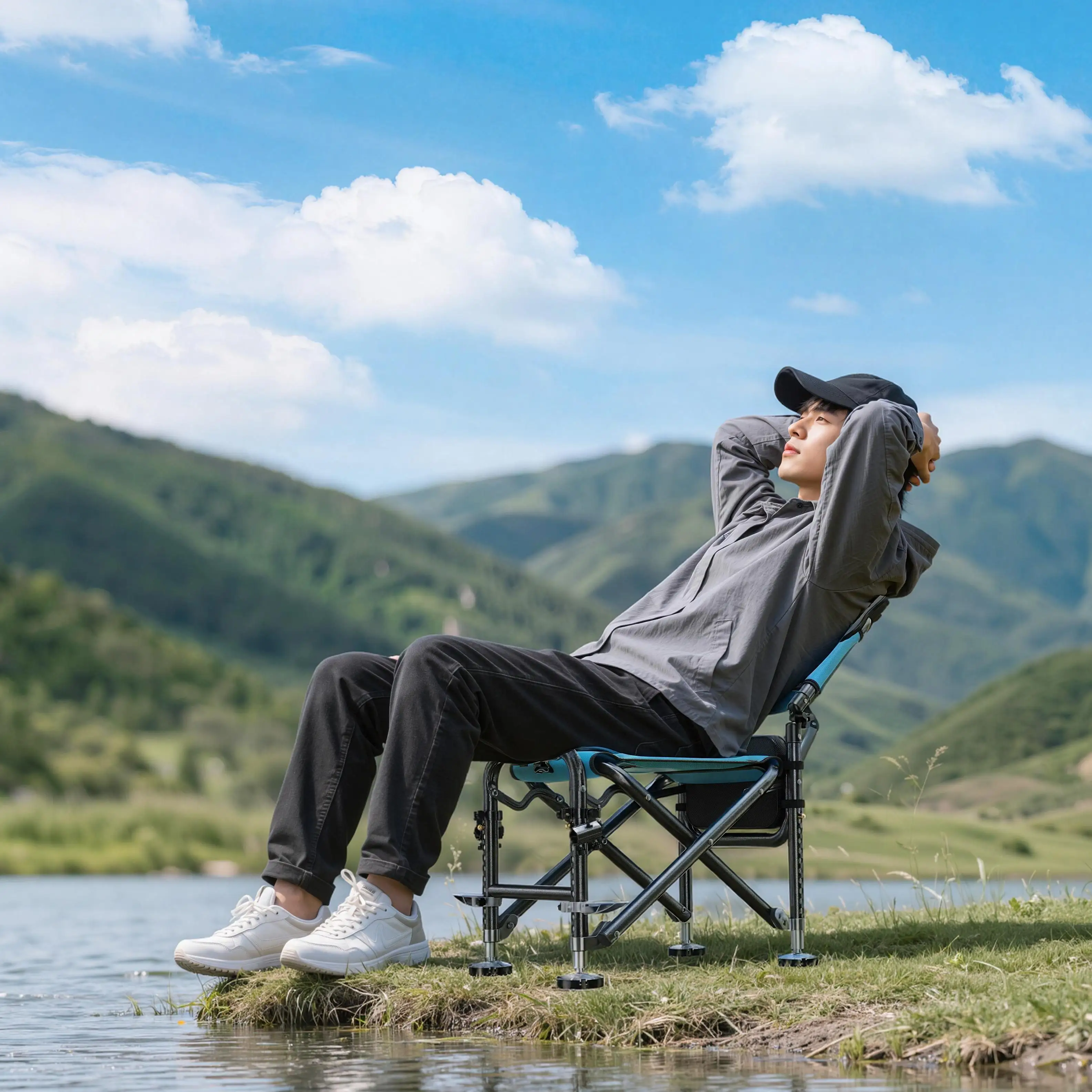 Functional Folding Fishing Chair | Adjustable Backrest with Armrests, Wide Portable Seat for Outdoor Fishing & Camping