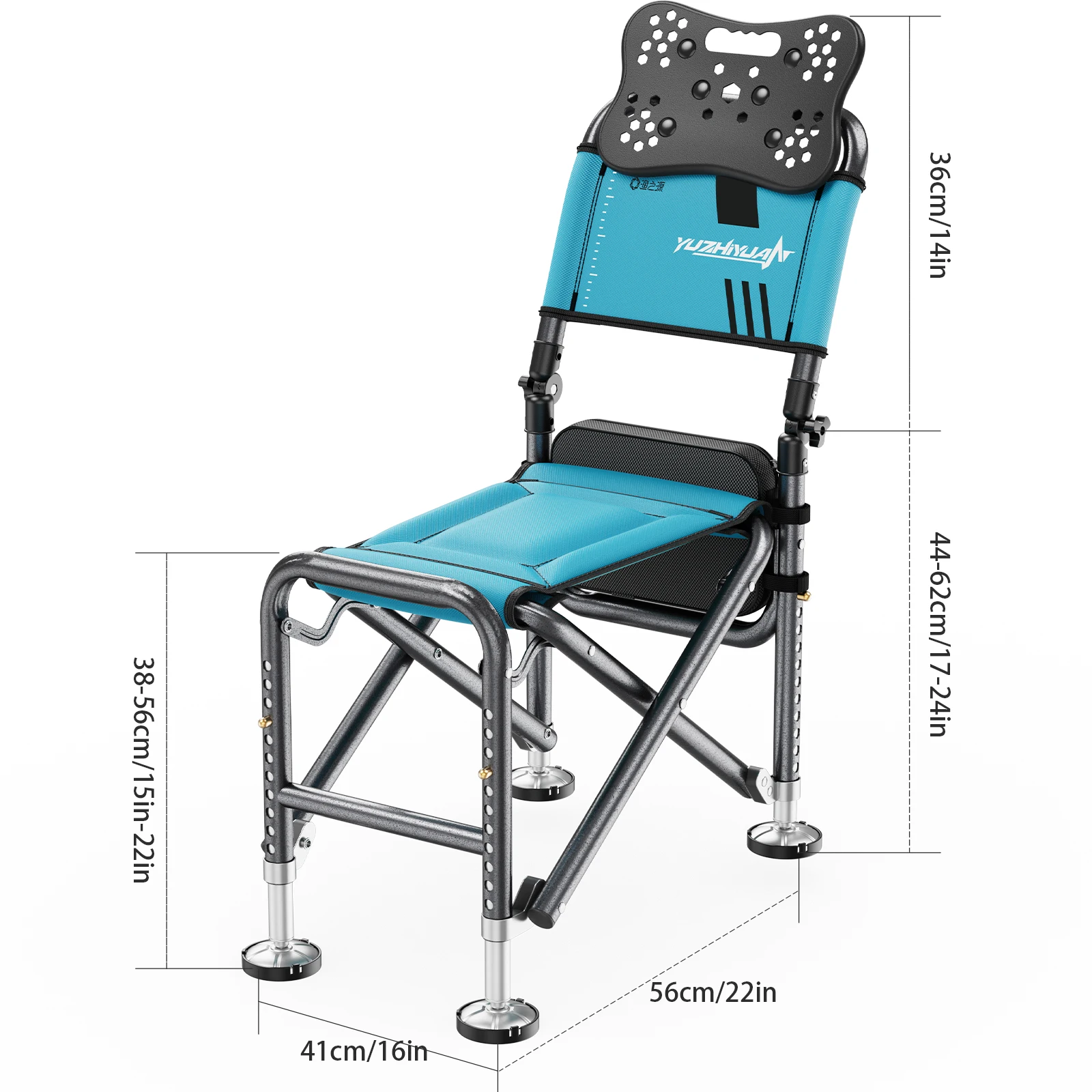 Functional Folding Fishing Chair | Adjustable Backrest with Armrests, Wide Portable Seat for Outdoor Fishing & Camping