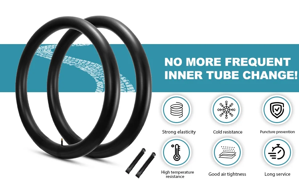 2 Pack Fat Bike Tire Inner Tube 20x4.0 Premium Butyl Rubber Electric Bicycle Tubes for Snowbike AV 32mm Schrader Valve