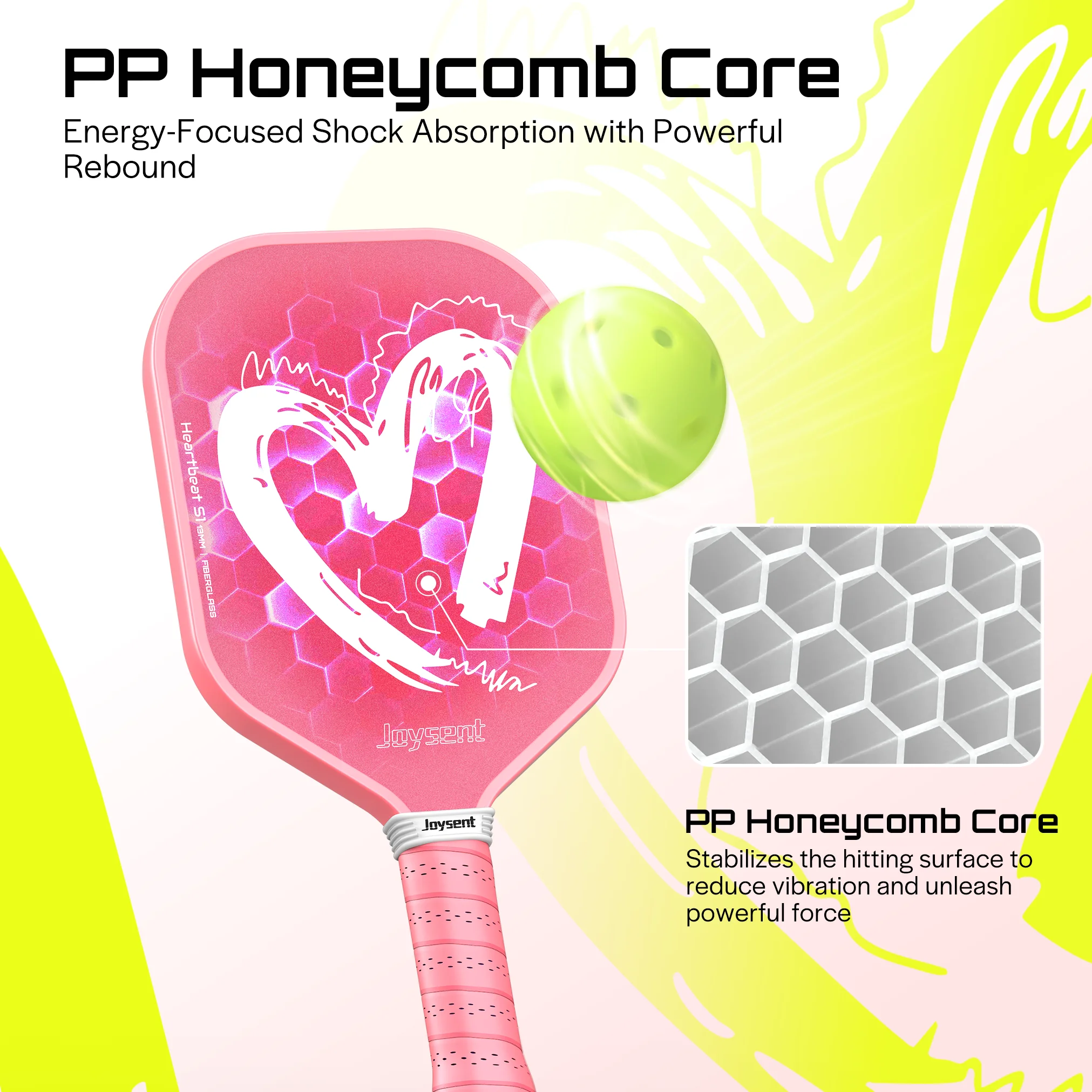 Joysent Pickleball Racket Fiberglass 13mm Honeycomb Core Couples Pickleball Paddles For Beginners Lightweight Power Paddles