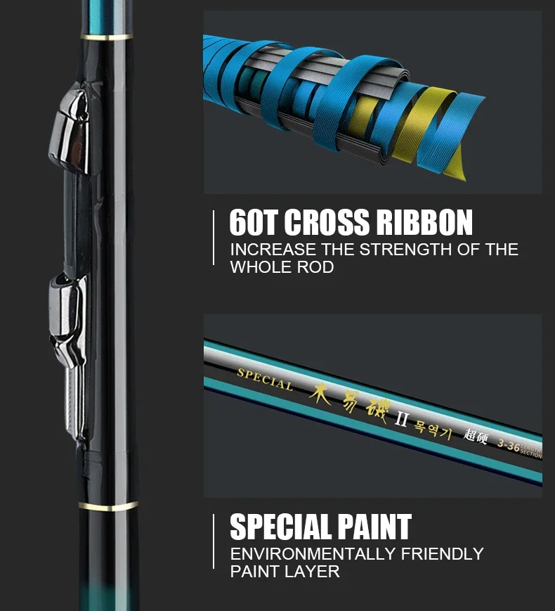 2.7m-7.2m Fishing Rods High 60T Carbon Ultralight Telescopic Surfcasting Spinning Rock Fishing Rod Coast Sea Fishing Freshwater