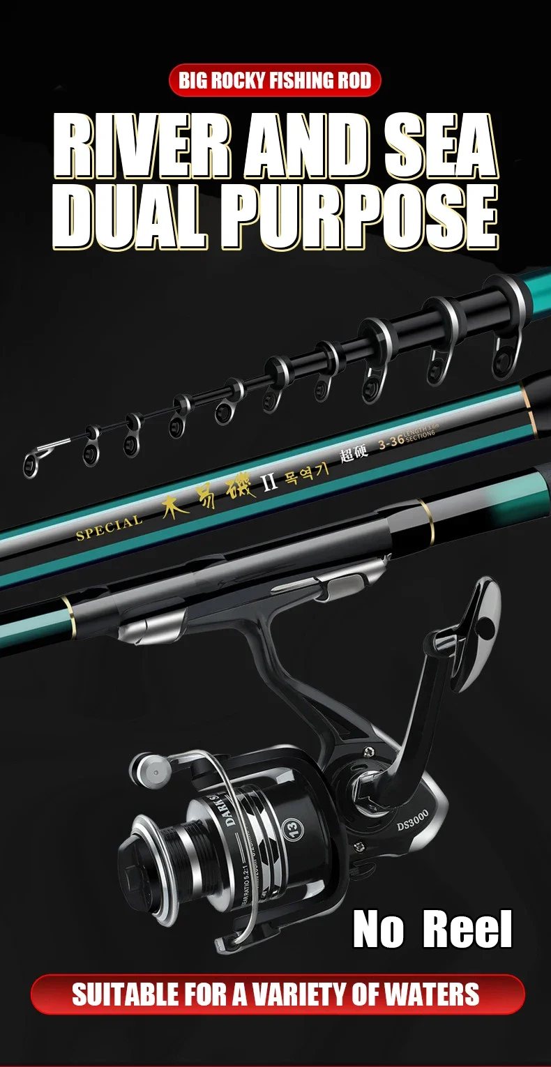 2.7m-7.2m Fishing Rods High 60T Carbon Ultralight Telescopic Surfcasting Spinning Rock Fishing Rod Coast Sea Fishing Freshwater