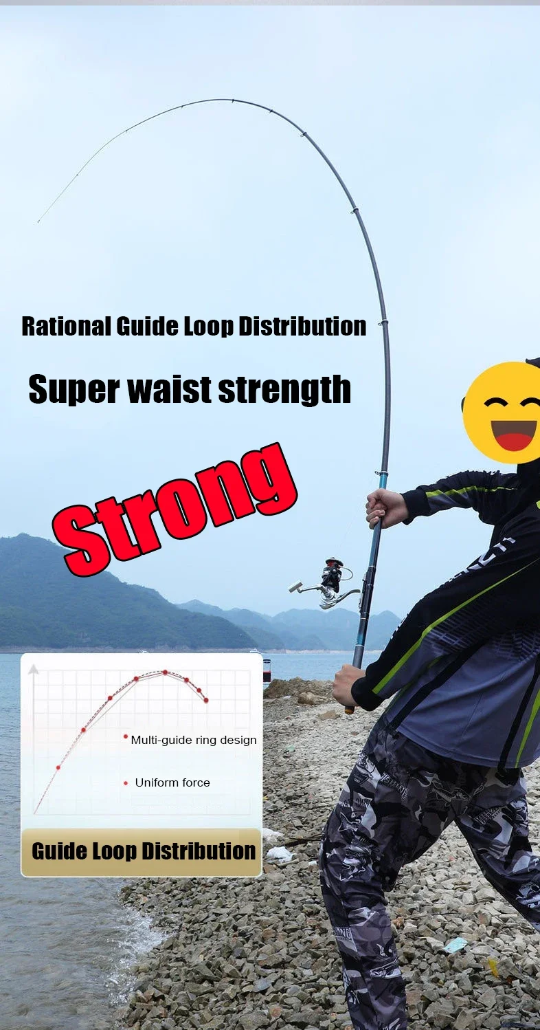 2.7m-7.2m Fishing Rods High 60T Carbon Ultralight Telescopic Surfcasting Spinning Rock Fishing Rod Coast Sea Fishing Freshwater