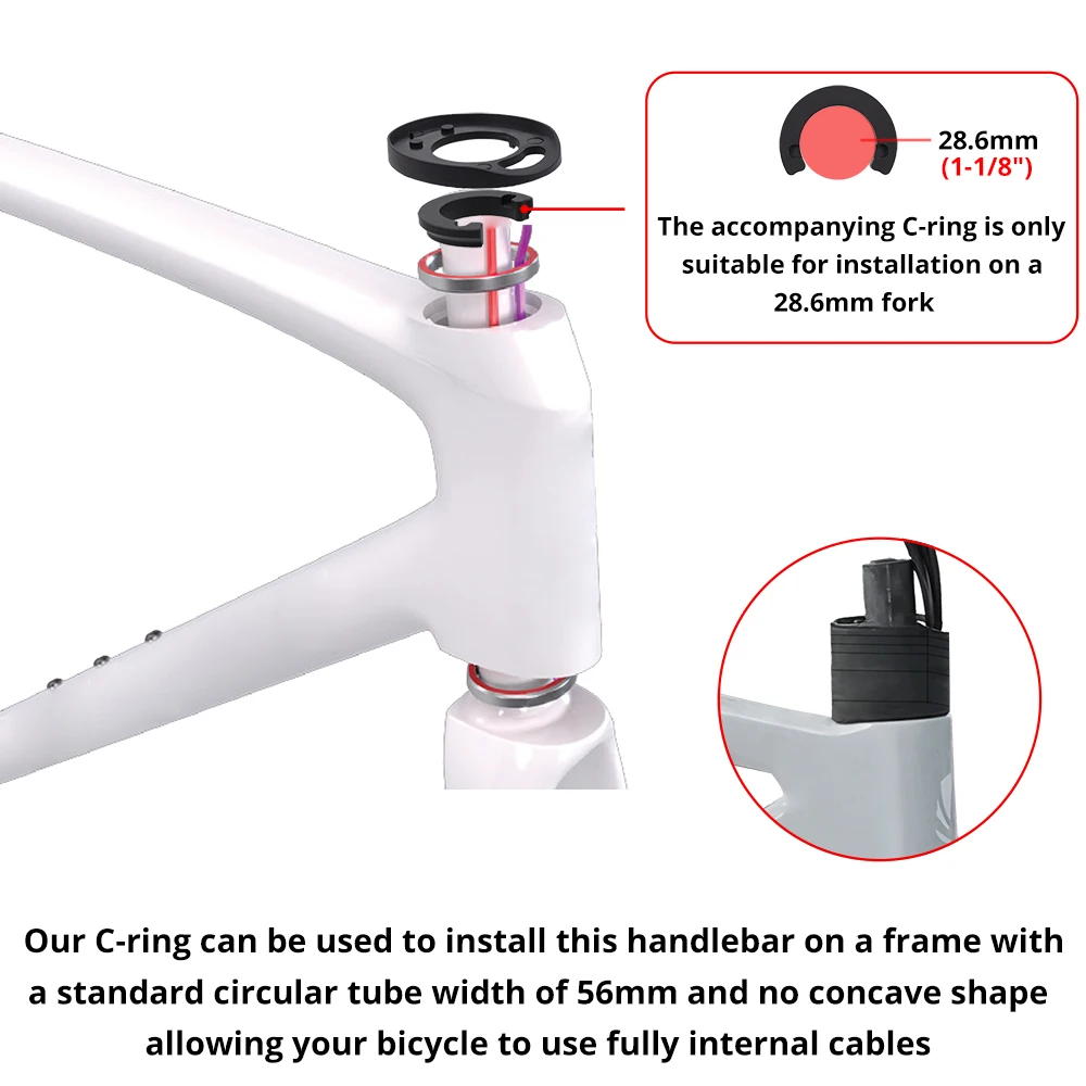 RACE Creston IC SL Full Carbon Handlebar Internal Routing Road Bicycle Handlebar, -6°, Matte Black Integrated Cockpit With Mount