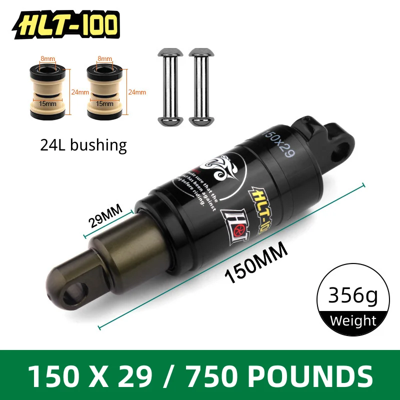 Mountain Bike MTB Rear Shocks 125/150/165/185mm 850/1000 Lbs Rear Shocks Aluminum Alloy Spring Shock for E-bike Snowmobile