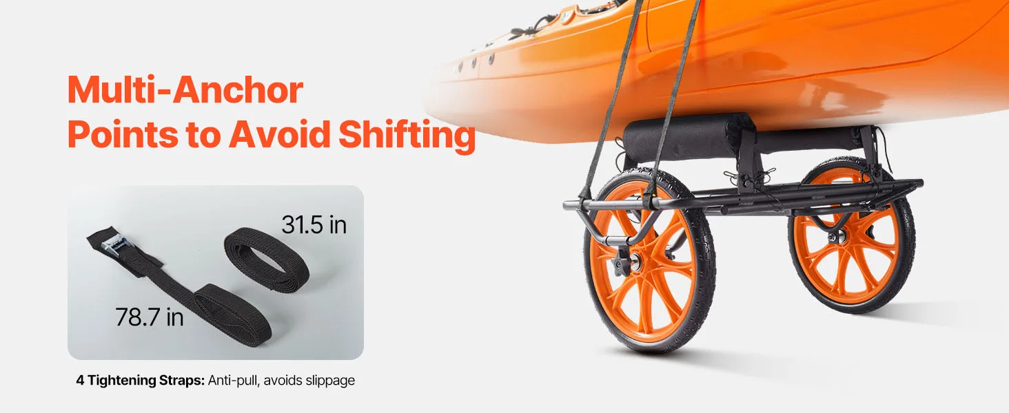 SucceBuy 330LBS Kayak Cart Canoe Cart Dolly with 15in Solid Rubber Tire & Kickstand Paddle Board Trolley for Canoes Paddleboards