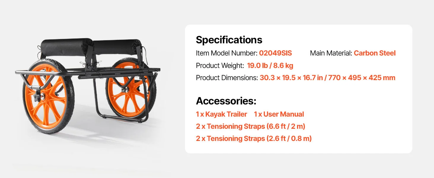 SucceBuy 330LBS Kayak Cart Canoe Cart Dolly with 15in Solid Rubber Tire & Kickstand Paddle Board Trolley for Canoes Paddleboards