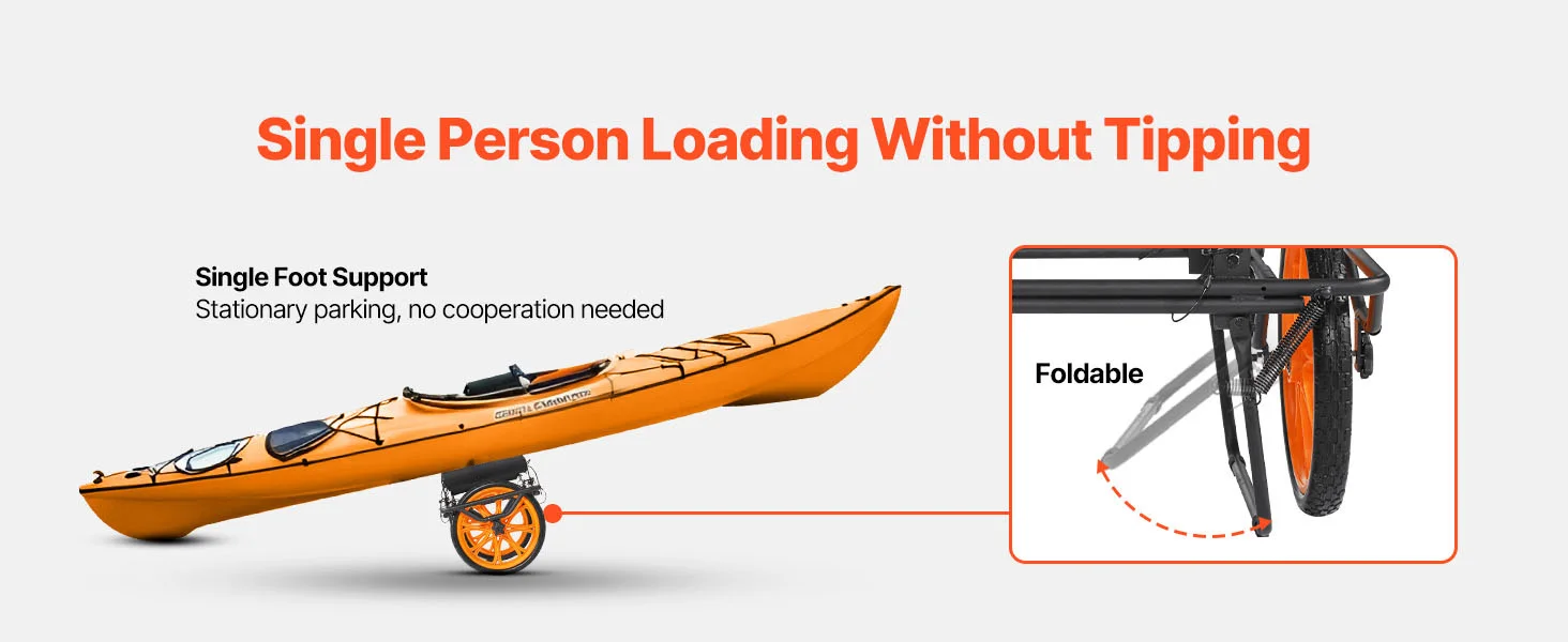 SucceBuy 330LBS Kayak Cart Canoe Cart Dolly with 15in Solid Rubber Tire & Kickstand Paddle Board Trolley for Canoes Paddleboards