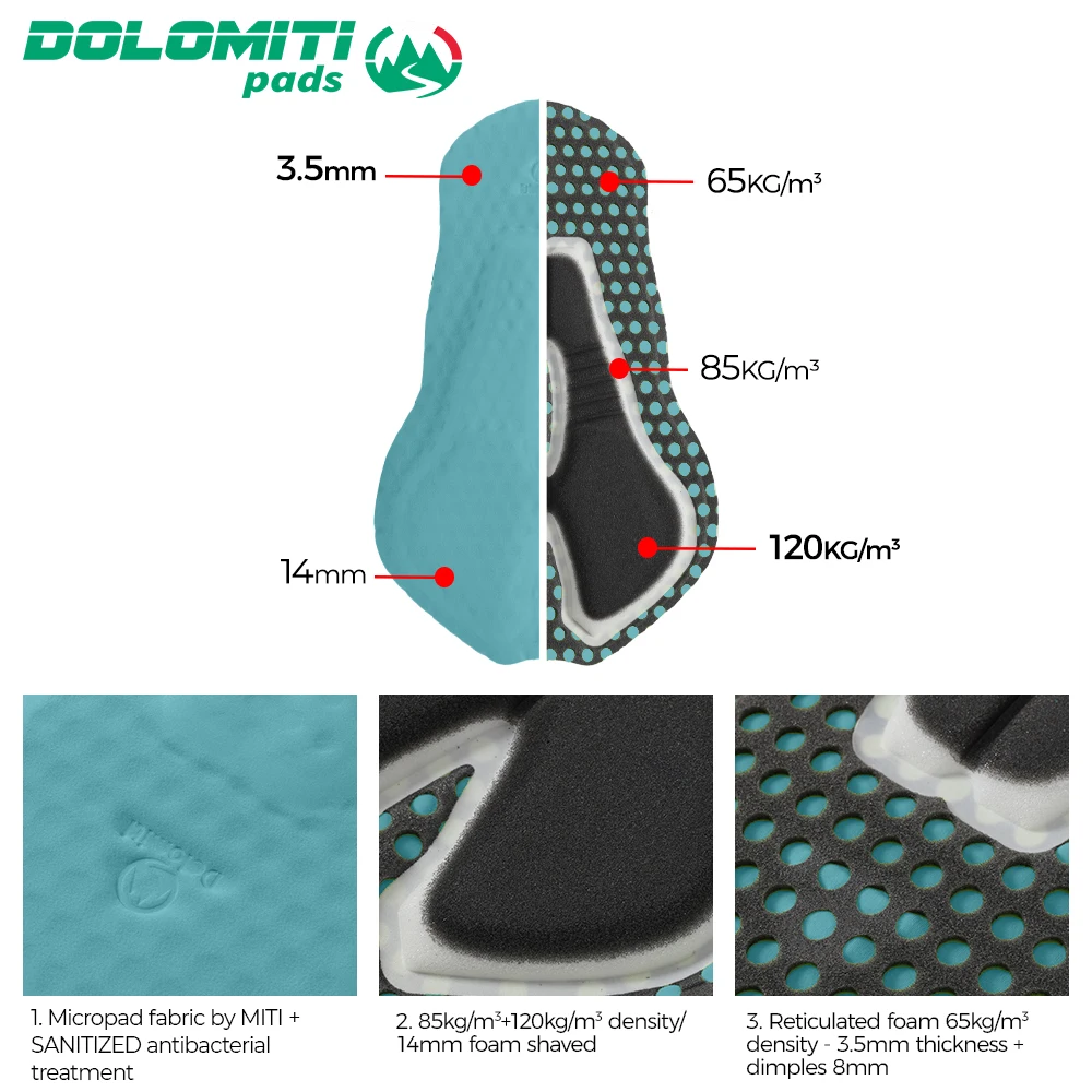 RION Men's Cycling Shorts Pro Bicycle Bib Tights MTB Padded Bike Clothing Italian Dolomiti Pads 8H Roading Biking Bibs Slim Fit