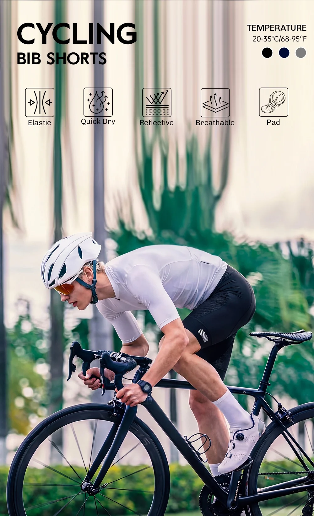 RION Men's Cycling Shorts Pro Bicycle Bib Tights MTB Padded Bike Clothing Italian Dolomiti Pads 8H Roading Biking Bibs Slim Fit