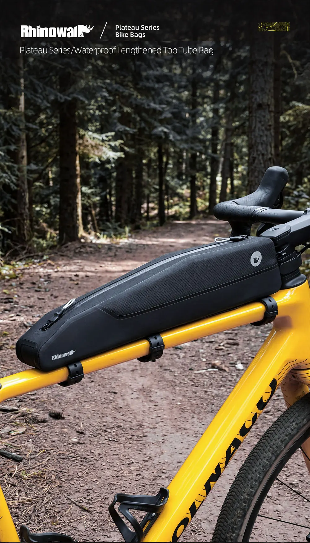 Rhinowalk Bike Top Tube Bag Waterproof 2L Bicycle Front Tube Bag Cycling Frame Storage Pack For MTB Road Gravel Bike Backpacking