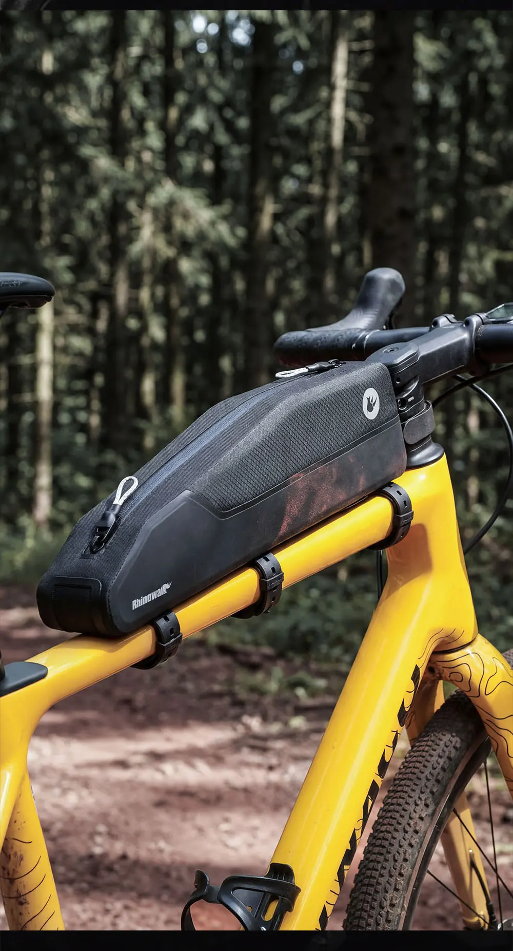 Rhinowalk Bike Top Tube Bag Waterproof 2L Bicycle Front Tube Bag Cycling Frame Storage Pack For MTB Road Gravel Bike Backpacking