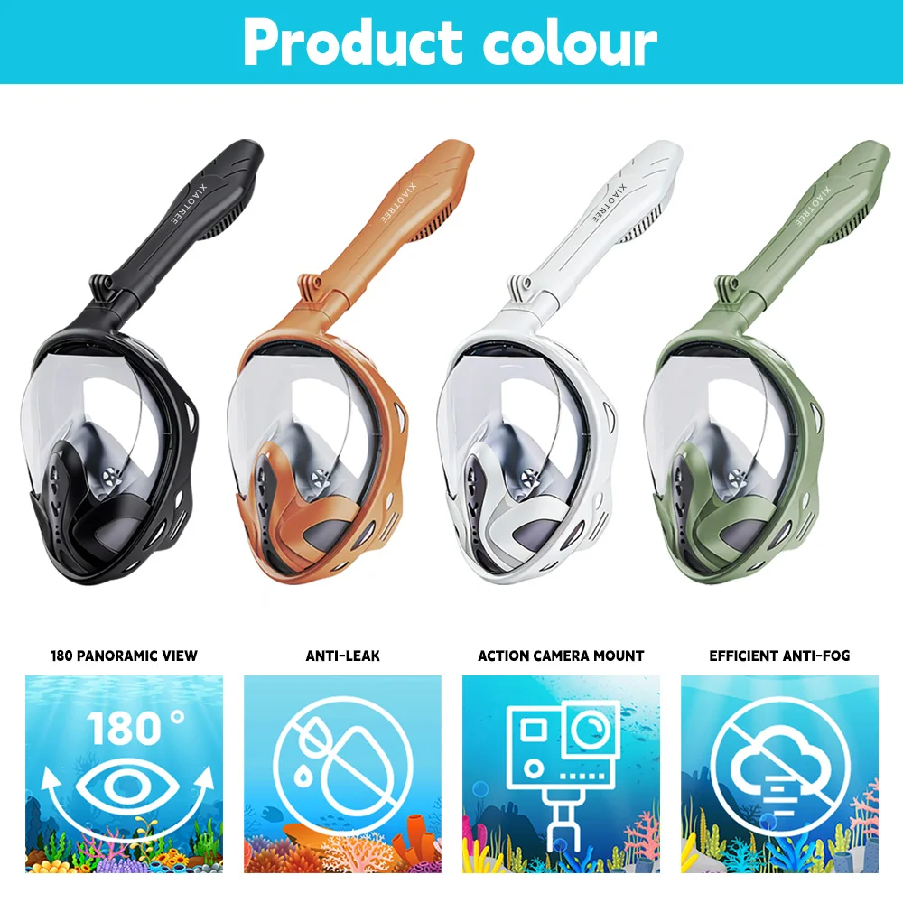 XIAOTREE Two-piece snorkeling gear: a snorkeling mask and fins,Adjustable fins,Breathing mask,Safe waterproof swimming equipment