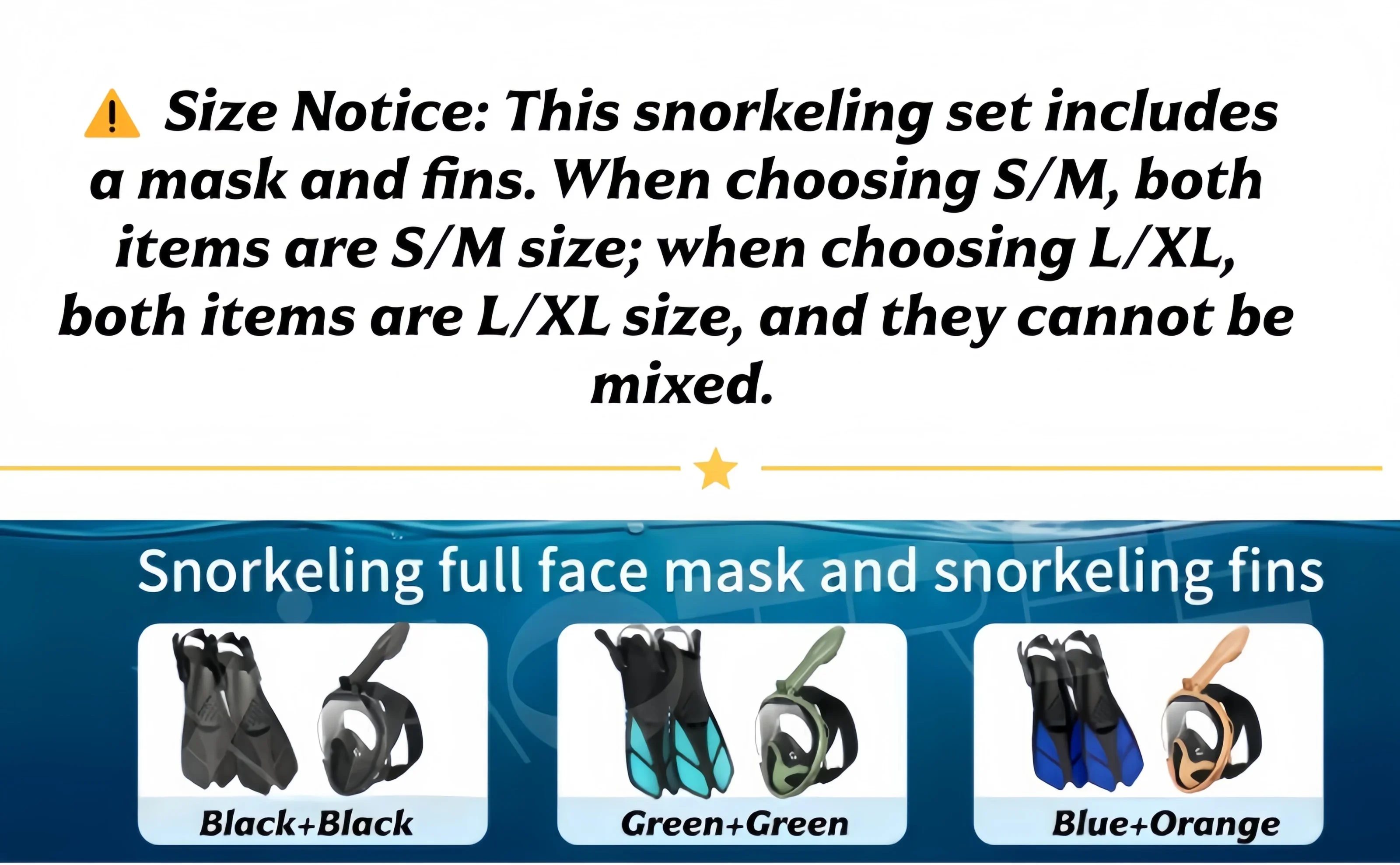 XIAOTREE Two-piece snorkeling gear: a snorkeling mask and fins,Adjustable fins,Breathing mask,Safe waterproof swimming equipment