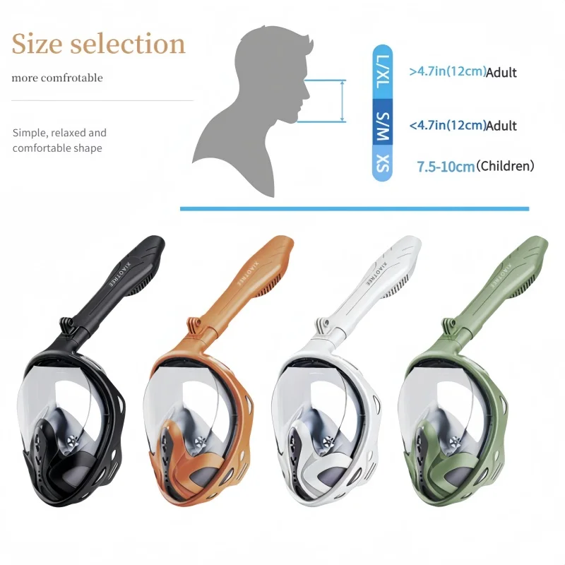 XIAOTREE Two-piece snorkeling gear: a snorkeling mask and fins,Adjustable fins,Breathing mask,Safe waterproof swimming equipment