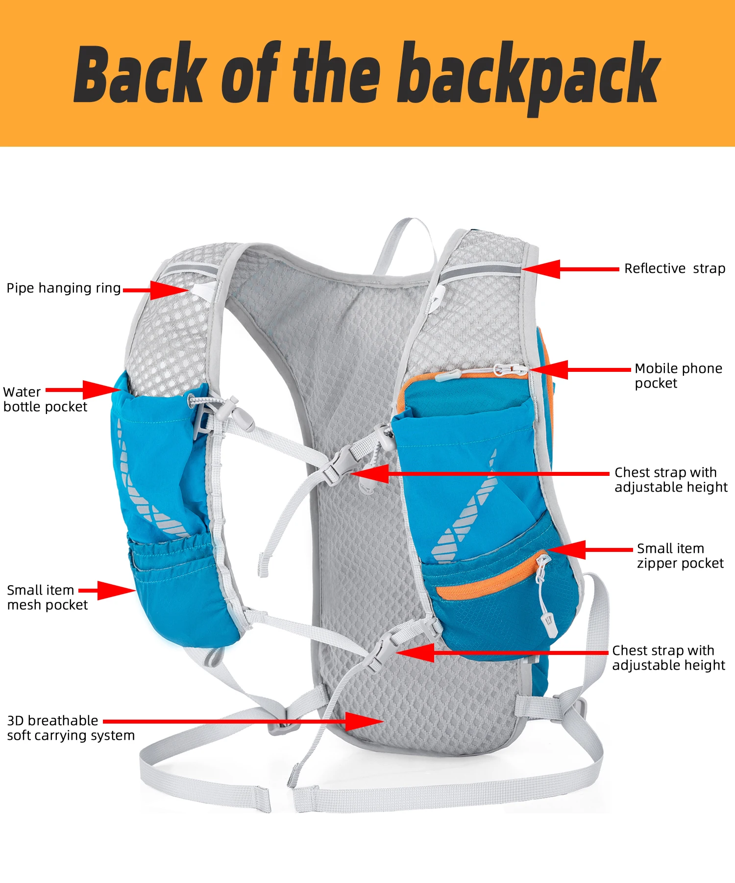 Outdoor Sports Backpack Hiking Pack Mini UltraLight Breathable Jogging Mountaineering Cycling Off-road Trail Running Bag Daypack