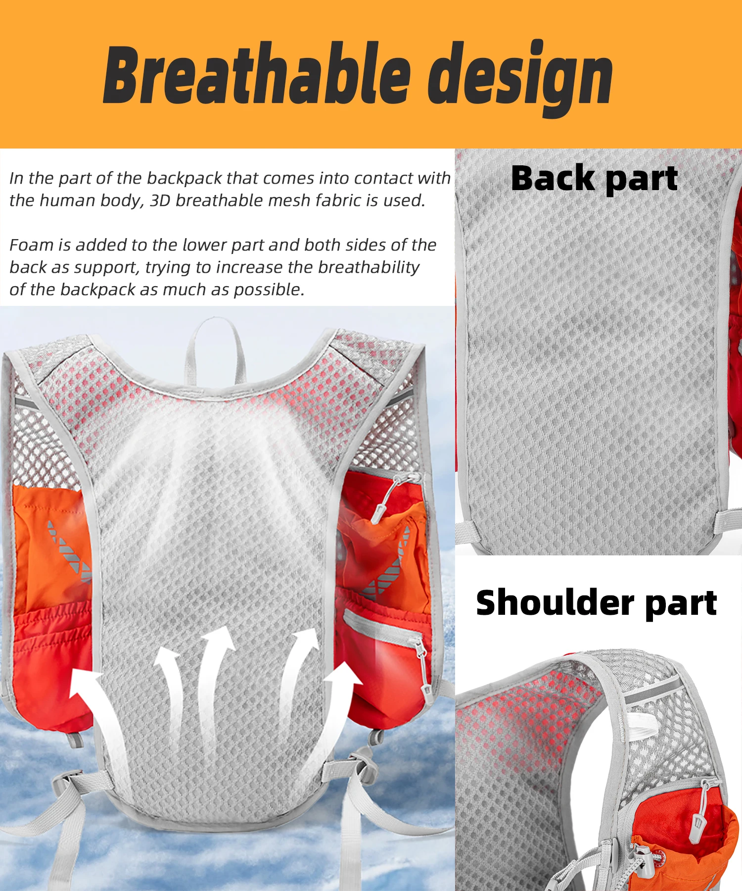 Outdoor Sports Backpack Hiking Pack Mini UltraLight Breathable Jogging Mountaineering Cycling Off-road Trail Running Bag Daypack