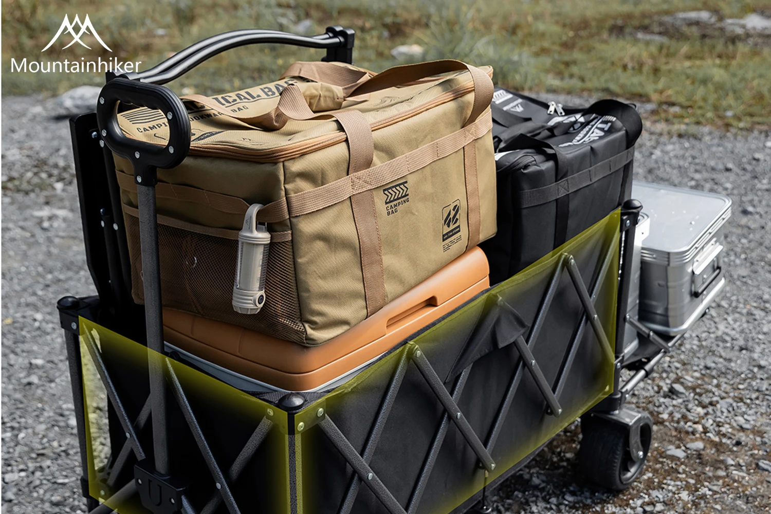 MOUNTAINHIKER 240L Large Capacity Outdoor Handcart,Available in Two Colors,900D Oxford Fabric for Durability,Camping Handcar