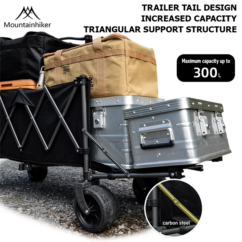 MOUNTAINHIKER 240L Large Capacity Outdoor Handcart,Available in Two Colors,900D Oxford Fabric for Durability,Camping Handcar