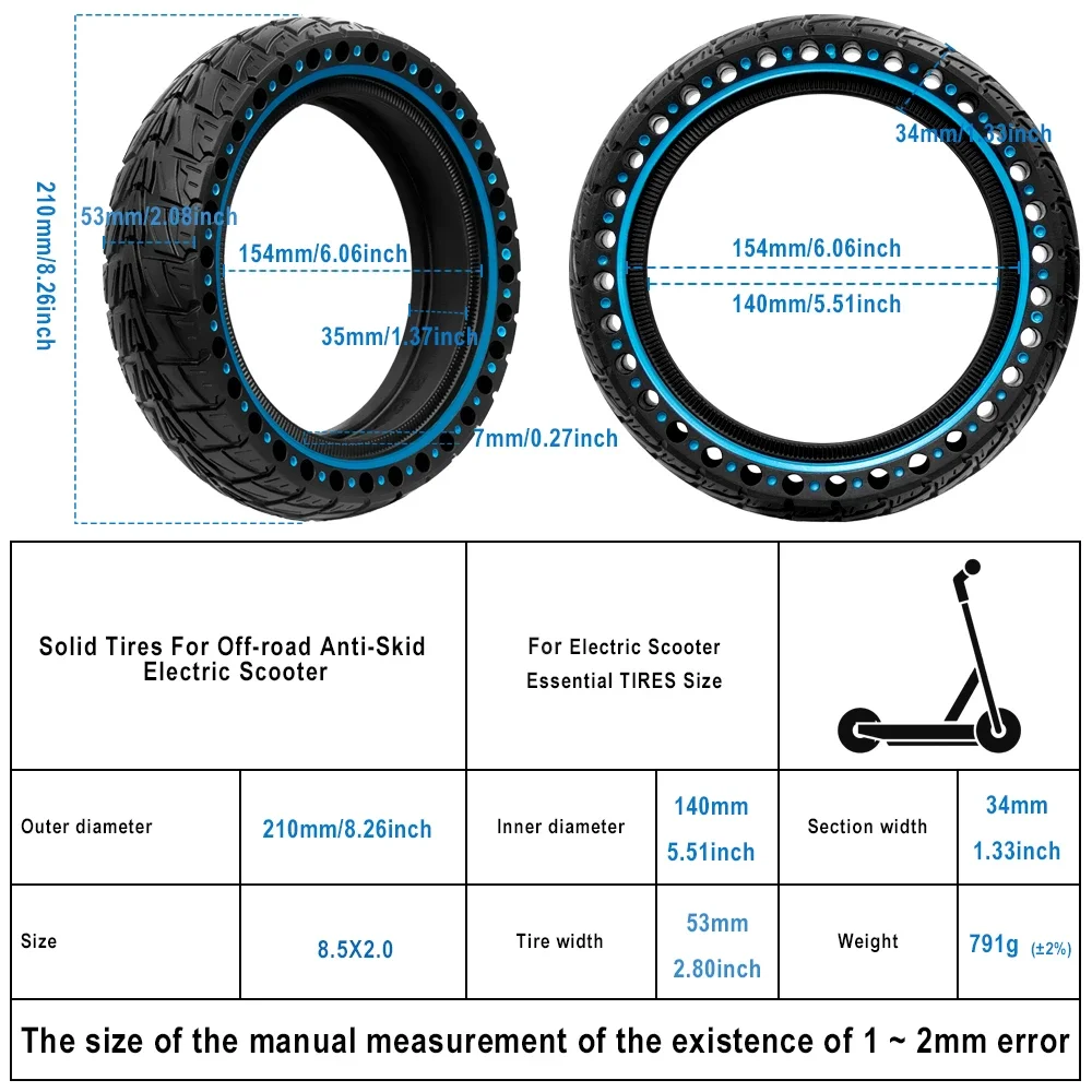 50/75-6.1 Solid Tires 8.5x2.0 Tires for Xiaomi M365/3/Pro 2/1s/M365 for Gotrax GXL V2/XR/APEX for Hiboy S2 Electric Scooter Tire