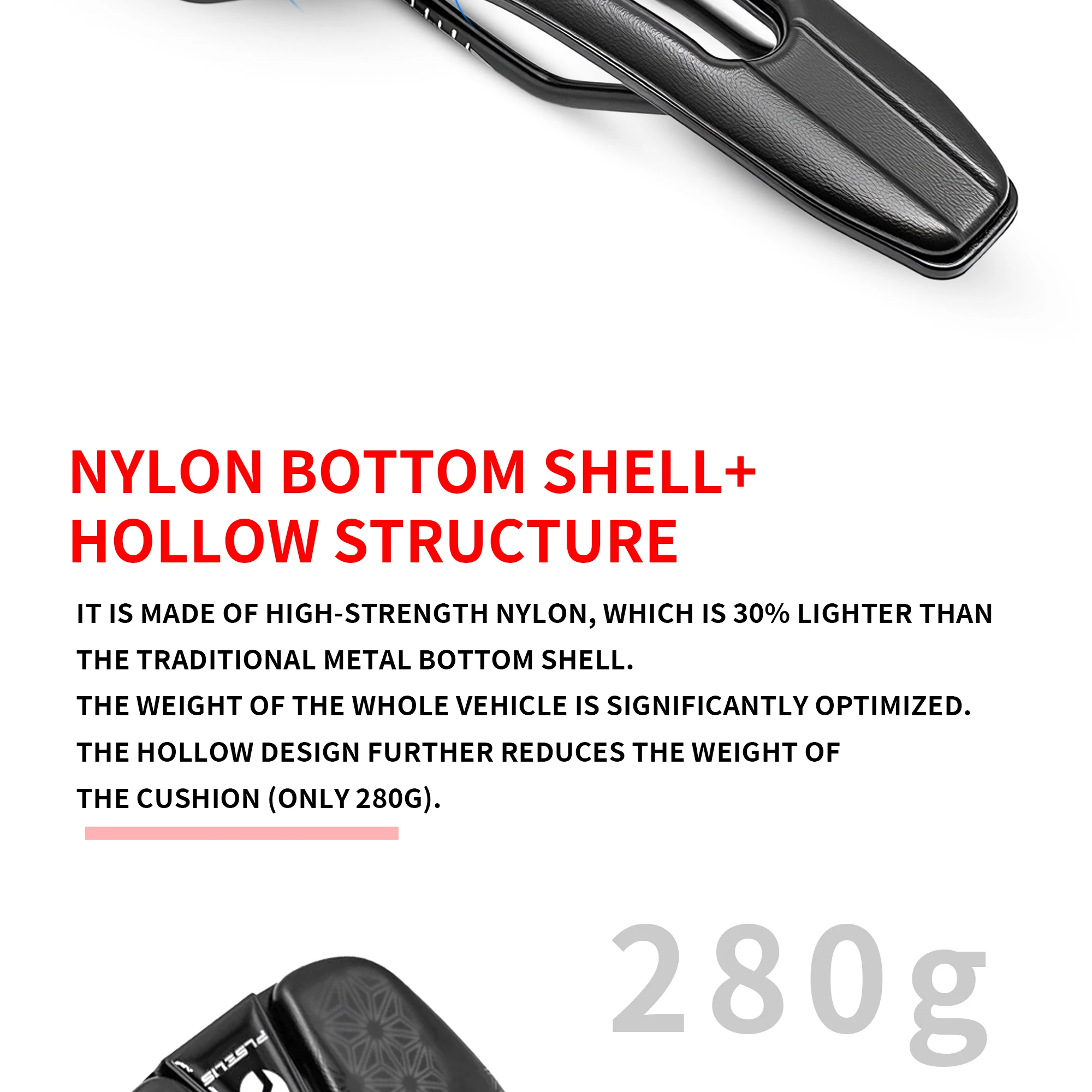 Plselis Lightweight Road Bicycle Saddle Cushion Hollow Breathable Design 280g Racing Bike Accessory