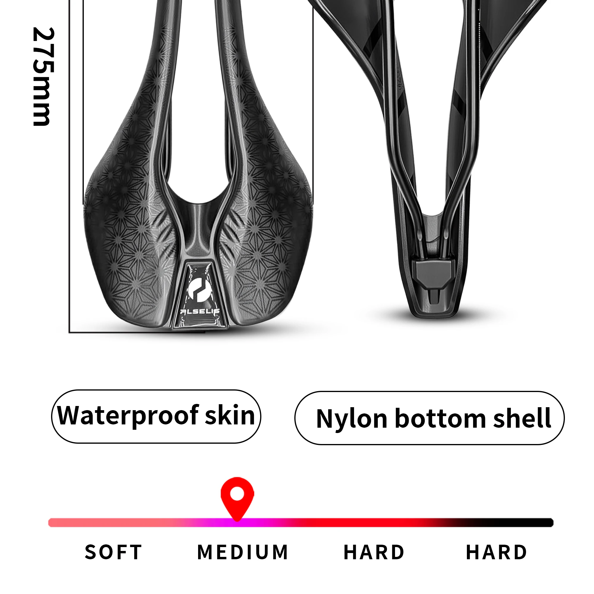 Plselis Lightweight Road Bicycle Saddle Cushion Hollow Breathable Design 280g Racing Bike Accessory