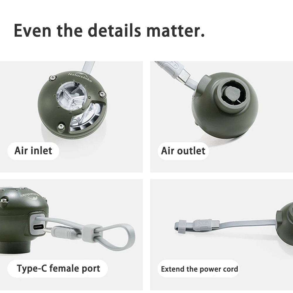 Naturehike Wind-nano Air Pump 3.5Kpa Ultralight For Outdoor Air Mattress Inflating Mat 8 Nozzles Pocket Camping Light Portable