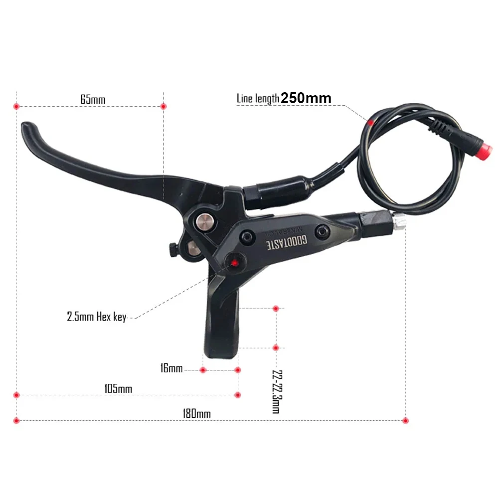 GT03 Power-Off Oil Brake 2pin E-Bike Brake Handle Waterproof Left/Right Brake Lever Electric Bikes MTB Cycling Accessories