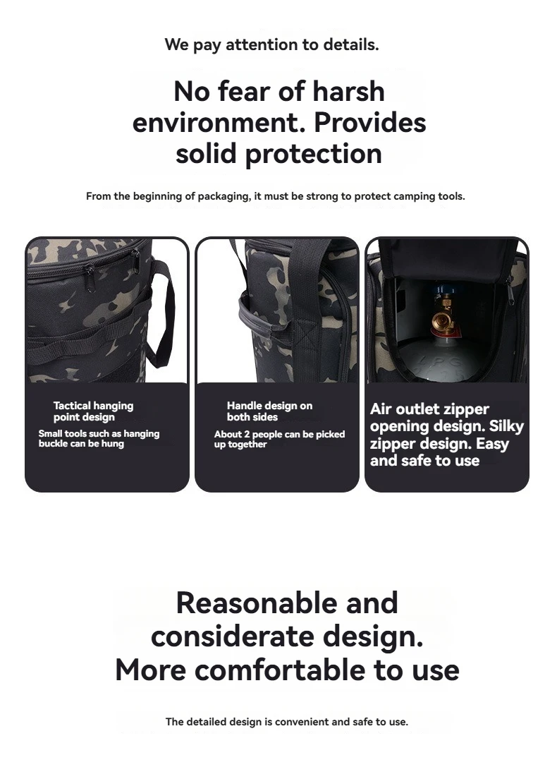 Outdoor camping, picnic, 5kg gas cylinder storage bag, large capacity, thick gas cylinder protection bag