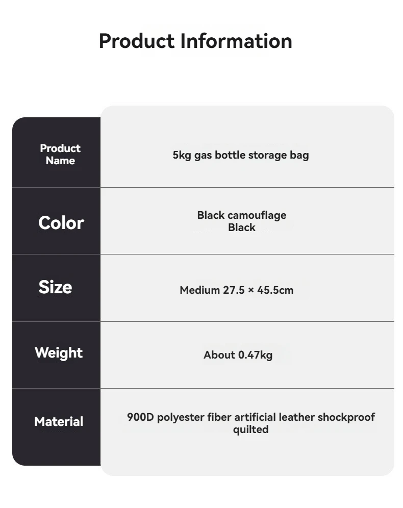 Outdoor camping, picnic, 5kg gas cylinder storage bag, large capacity, thick gas cylinder protection bag