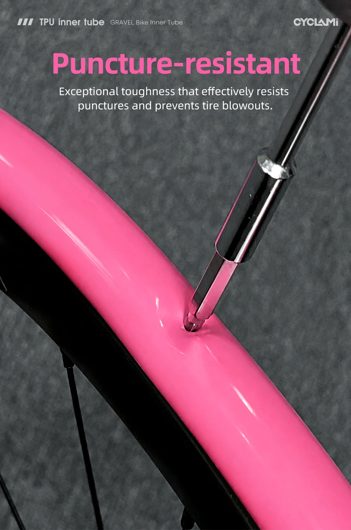 10 Pcs CYCLAMI Bike Inner Tube Stainless Steel Valve French Presta Pink TPU For Road Bicycle Tire 700C 700 X 18 23 25 28 30 32 C