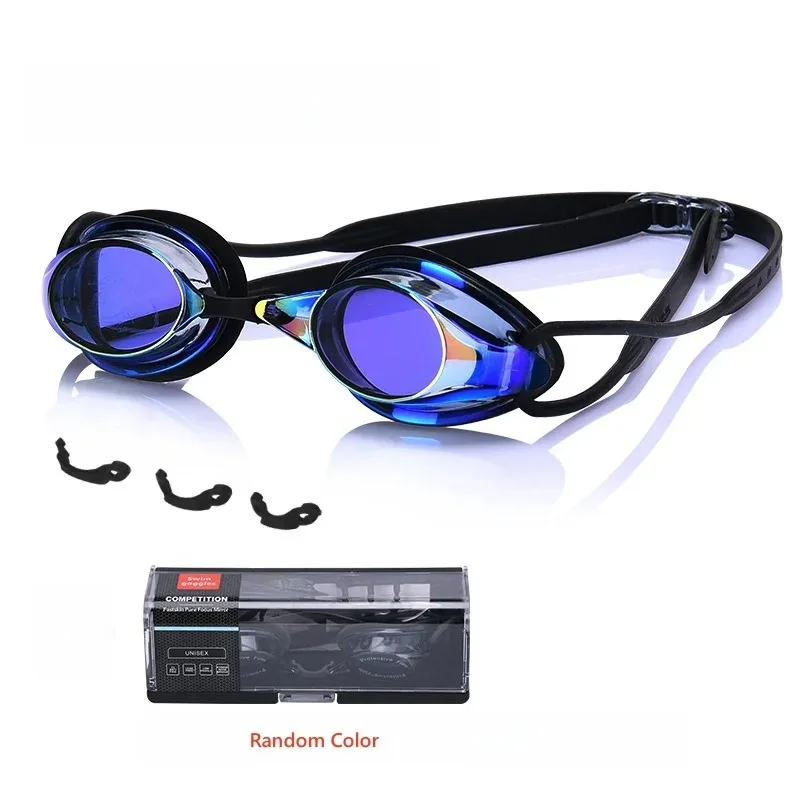 Competitive Swim Goggles with Mirrored Coating Anti-Fog UV Protection, Adjustable Waterproof Swimming Eyewear for Adults & Kids