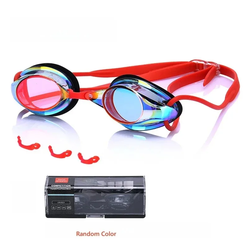 Competitive Swim Goggles with Mirrored Coating Anti-Fog UV Protection, Adjustable Waterproof Swimming Eyewear for Adults & Kids