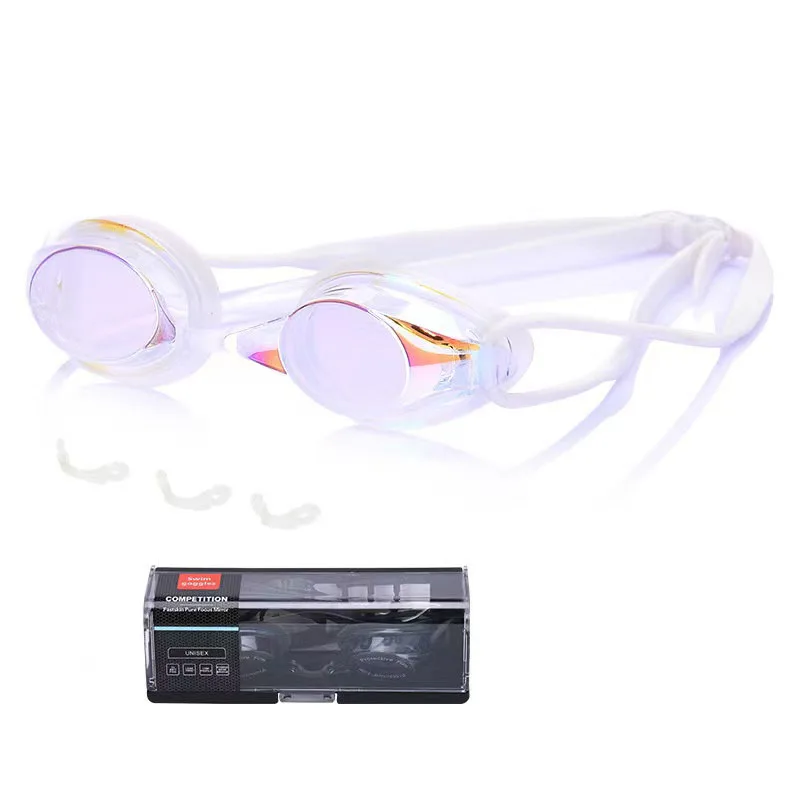 Competitive Swim Goggles with Mirrored Coating Anti-Fog UV Protection, Adjustable Waterproof Swimming Eyewear for Adults & Kids