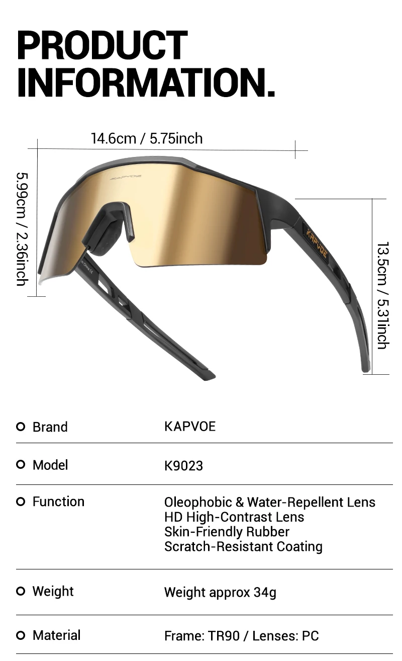 Kapvoe 2026 Hiking Eyewear Cycling Running Driving Sunglasses Men Bike Bicycle UV400 Glasses Climbing Mountain Camping Goggles