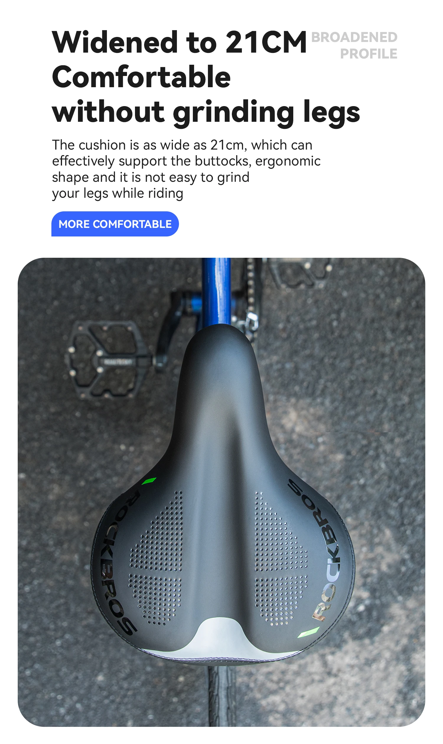 ROCKBROS Bicycle Saddle Double Shock Absorption Bike Airbag Seat Cushion Thicken High Density Foam Non-slip Comfortable Saddle