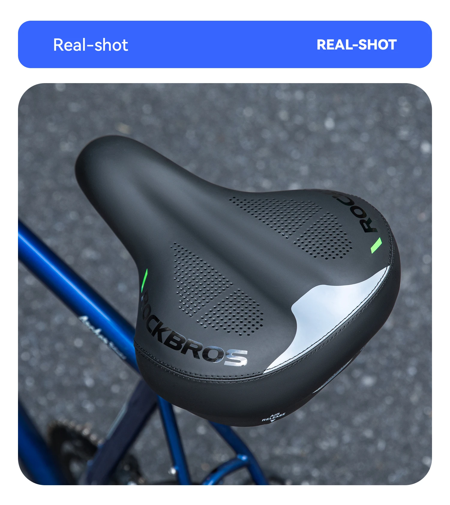 ROCKBROS Bicycle Saddle Double Shock Absorption Bike Airbag Seat Cushion Thicken High Density Foam Non-slip Comfortable Saddle