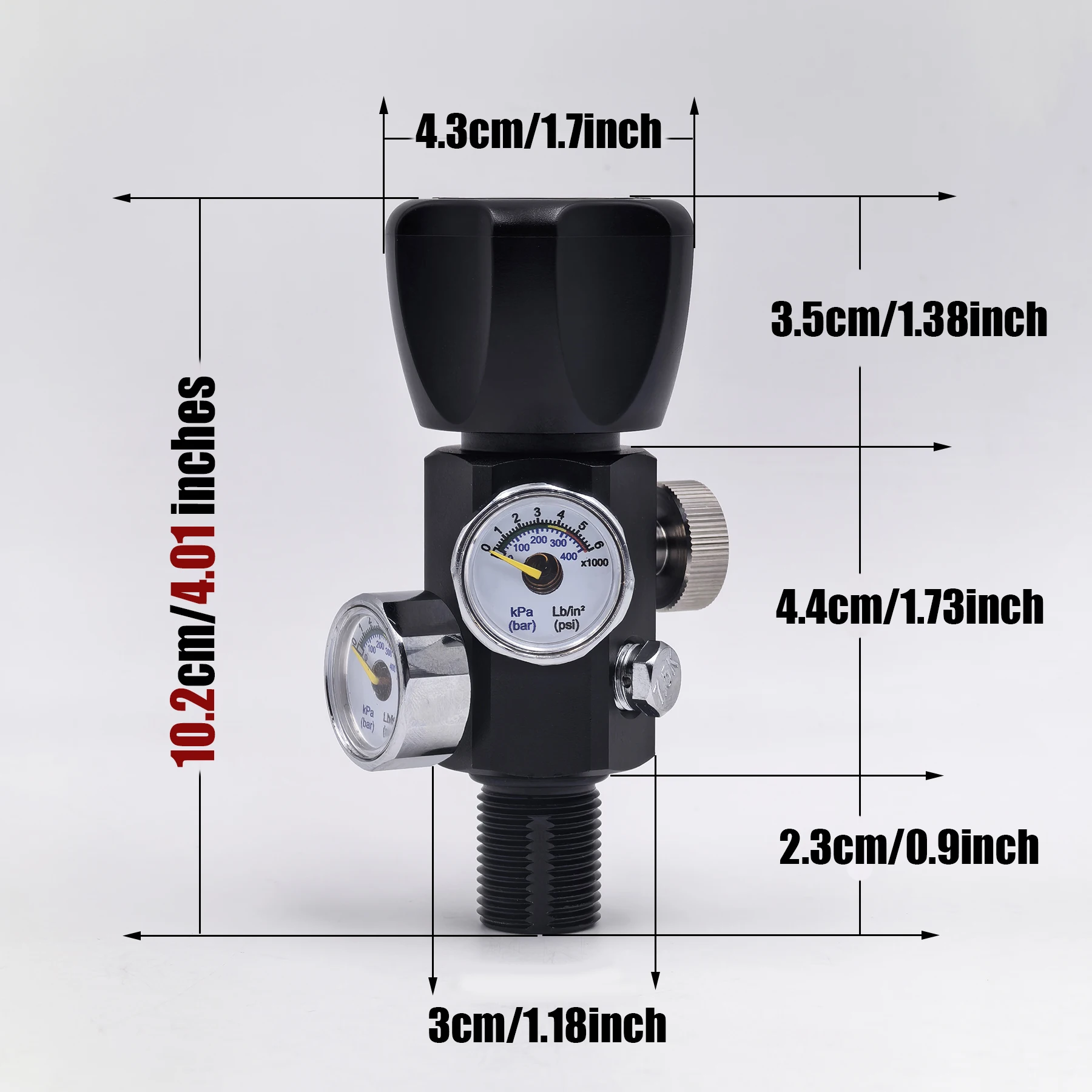 HPA DIN Valve for HPA Compressed Air Bottle, Diving Cylinder Fill Station, High Pressure Air Refill Adapter Dual Gauge