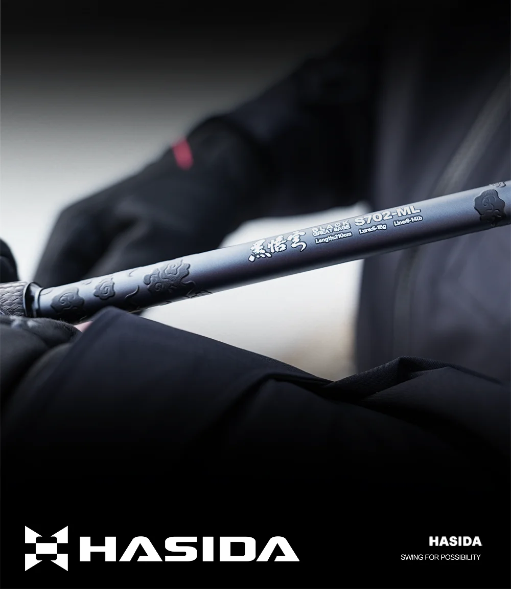 HASIDA Black Great Sage Bass Fishing Rod T1100+M40X Carbon 2-Piece Fast Action Titanium SIC Guides Spinning Casting Lure Rod