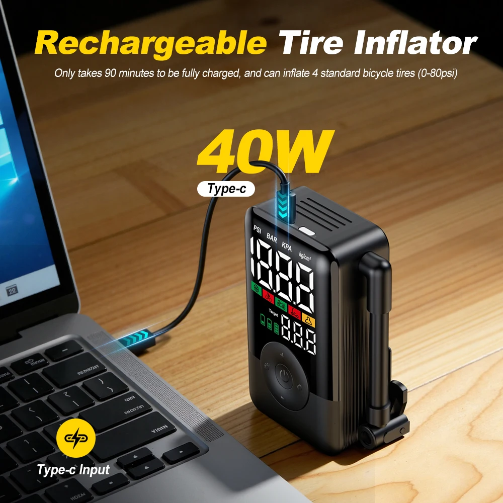 Carsun Wireless Rechargeable Air Pump Portable Digital Tire Inflator for Motorcycle Bicycle and Daily Outdoor Inflation