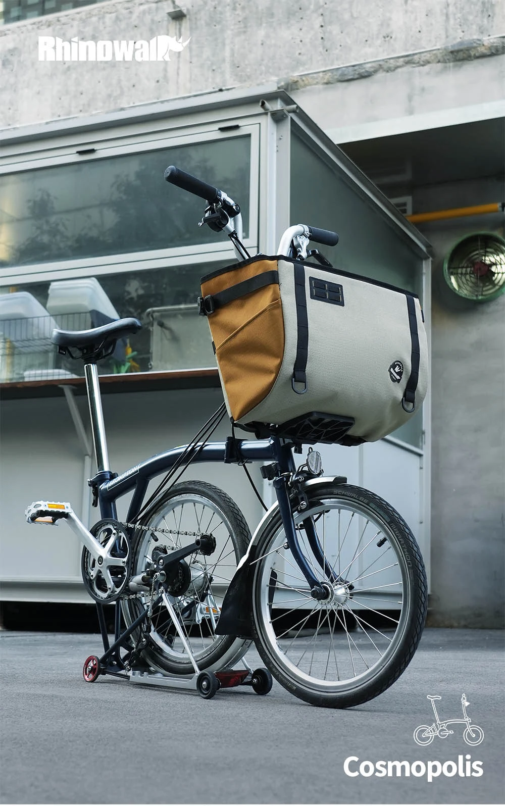 Rhinowalk Bike Front Handlebar Basket Bag 17L /24LFor Brompton Folding Bike Only Fit Official Block