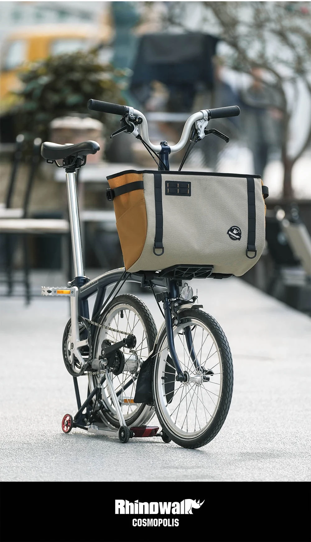 Rhinowalk Bike Front Handlebar Basket Bag 17L /24LFor Brompton Folding Bike Only Fit Official Block