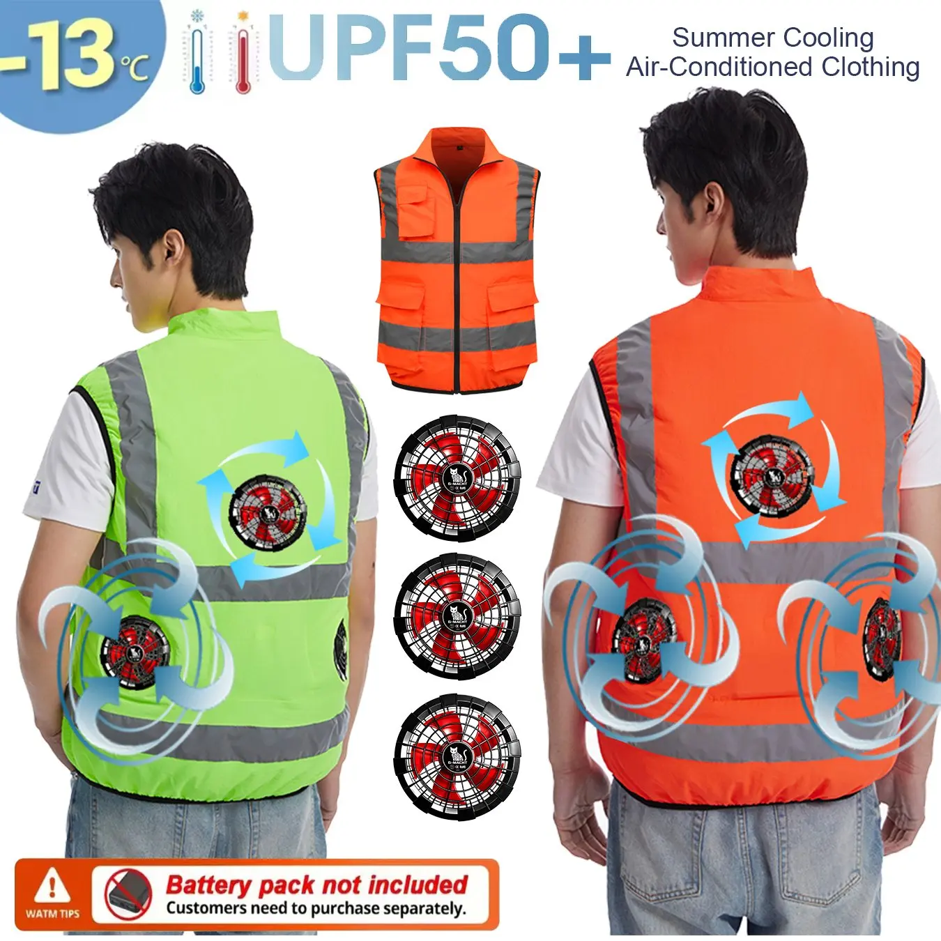G-MACHT Summer Cooling 2/3/4 Fans Vest USB 12V/5V Fans Charging Breathable Sleeveless Air Conditioner Waistcoat For Outdoor Work