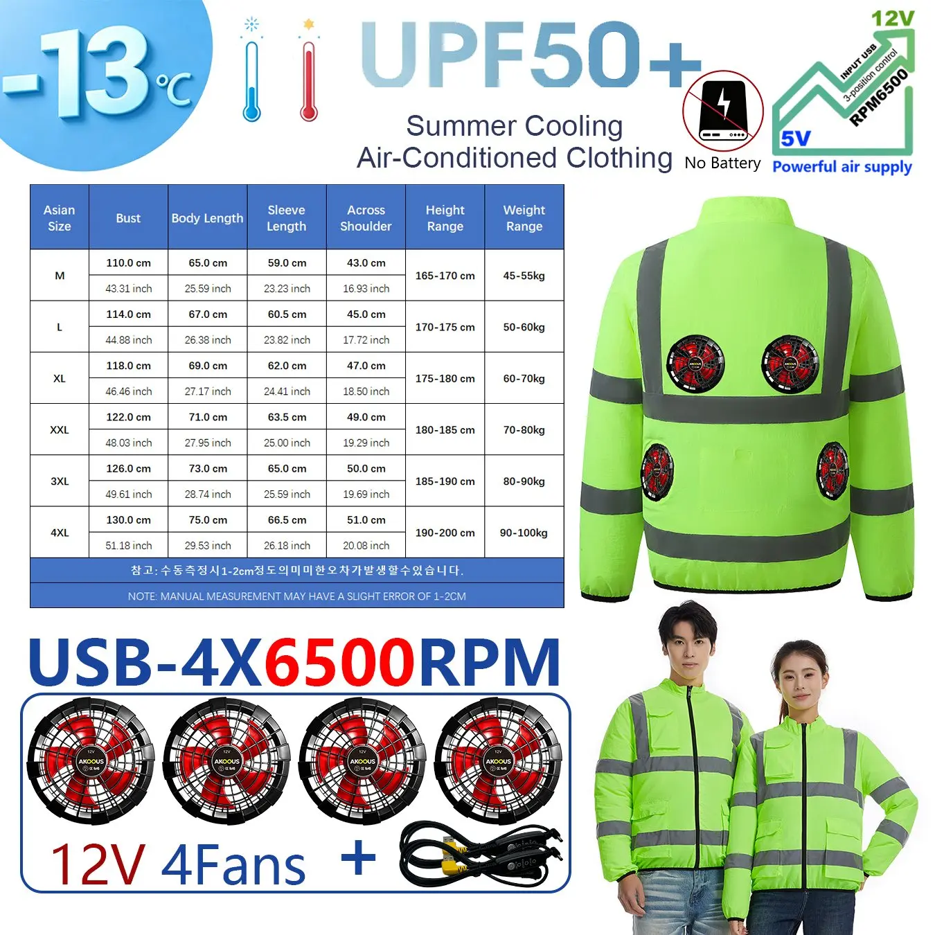 G-MACHT Summer Cooling 2/3/4 Fans Vest USB 12V/5V Fans Charging Breathable Sleeveless Air Conditioner Waistcoat For Outdoor Work