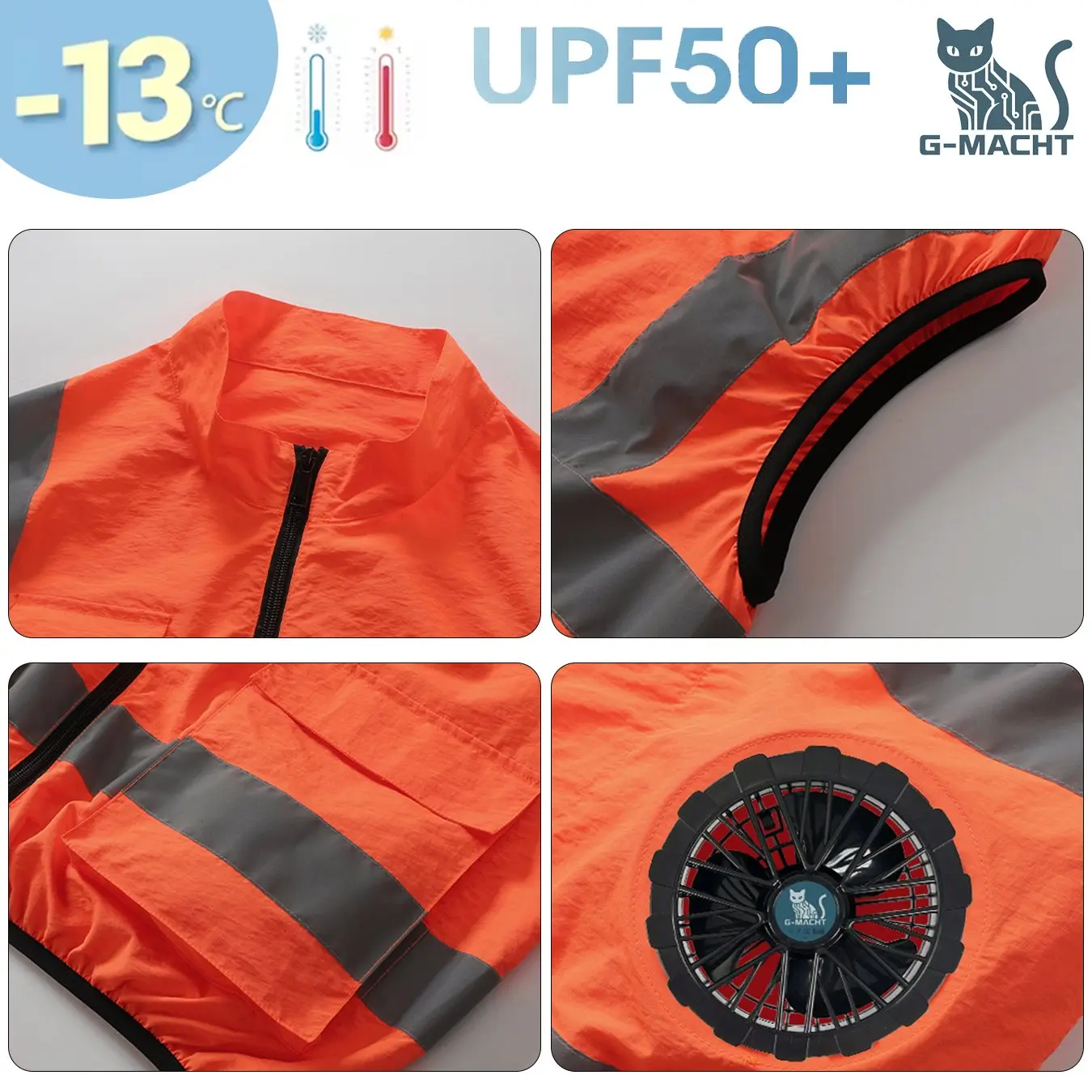 G-MACHT Summer Cooling 2/3/4 Fans Vest USB 12V/5V Fans Charging Breathable Sleeveless Air Conditioner Waistcoat For Outdoor Work